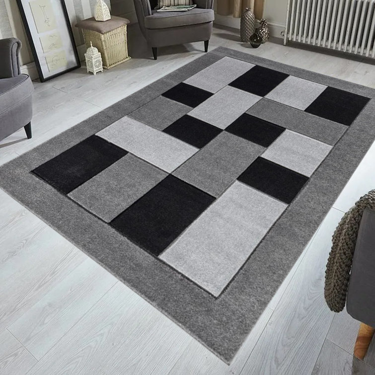 Brayden Studio Ahren Grey/Black Indoor / Outdoor Rug Wayfair.co.uk